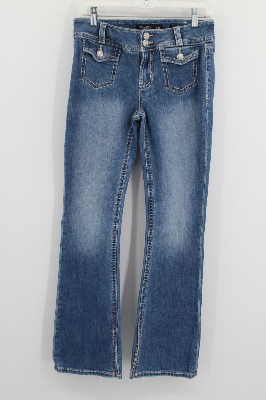 MISS ME Heavenly Bootcut Jeans Front Flap Pocket Light Wash size 28
